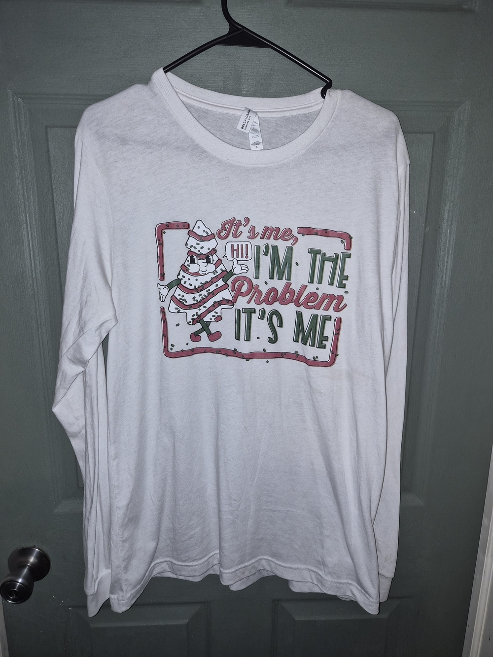 Abella White Long Sleeve Graphic Tee with Pink & Green Print